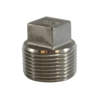 Midland Industries 63656 - Cored Square Head Plug, 1-1/4" MPT, Stainless Steel, 150 lb
