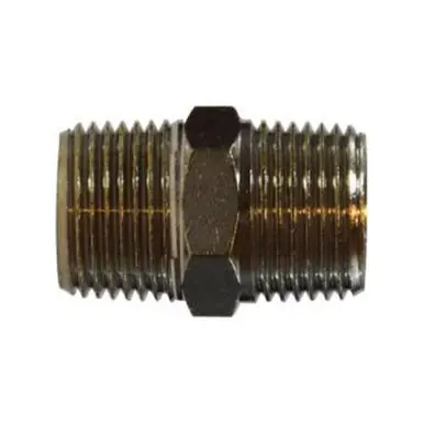Midland Industries 28826 - Hex Nipple, 1/2" Male BSP x 1/8" Male BSP, Brass, Nickel-Plated