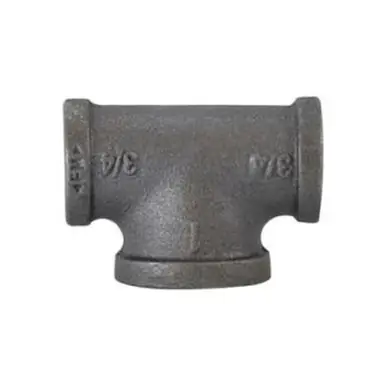 Midland Industries 65373 - Bullhead Tee, 2" FPT x 2" FPT x 2-1/2" FPT, Iron, Black, 150 lb