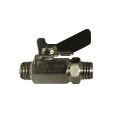 Midland Industries 46913SS - Miniature Ball Valve, 3/8" Nominal, MIP x MIP, 1000 psi WOG Pressure