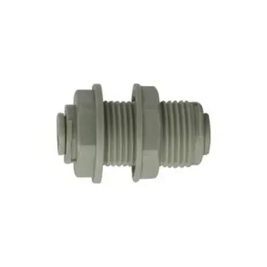 Midland Industries 20126P - Bulkhead Union, 3/16" Push" Tube x 3/16" Push" Tube, Plastic