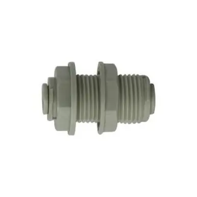 Midland Industries 20128P - Bulkhead Union, 3/8" Push" Tube x 3/8" Push" Tube, Plastic