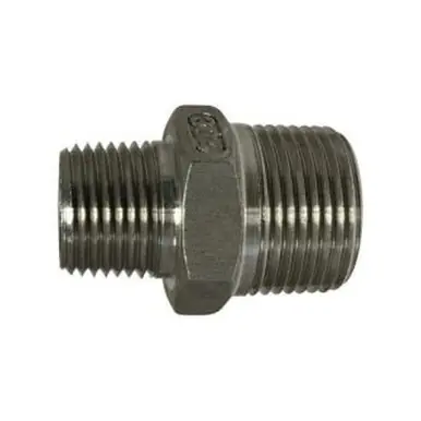 Midland Industries 63740 - Reducing Hex Nipple, 1/4" MPT x 1/8" MPT, Stainless Steel
