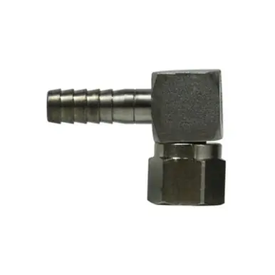 Midland Industries 34600 - 90° Swivel Elbow, 1/4" Hose Barbed x 1/4" Female 45° Flared, Stainless