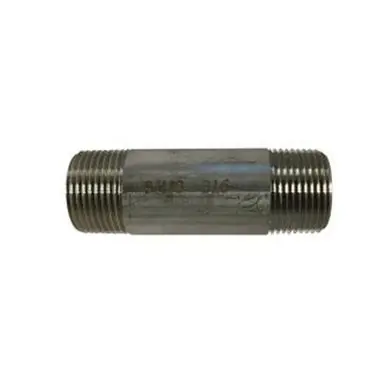 Midland Industries 48094 - Welded Pipe Nipple, 3/4" MPT x 3/4" MPT, 10" L, Stainless Steel, SCH 40