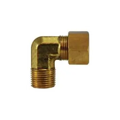 Midland Industries 27225 - 90° Elbow w/ 27003 Self-Align Sleeve, 1/4" Compression x 1/4" MIP, Brass