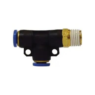 Midland Industries 20163C - Swivel Run Tee, 1/4" Tube OD x 1/4" Male NPTF x 1/4" Tube OD, Composite