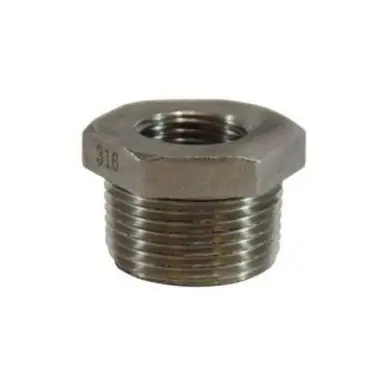 Midland Industries 63558 - Reducer Hex Bushing, 1-1/4" MPT x 1/8" FPT, Stainless Steel, 150 lb