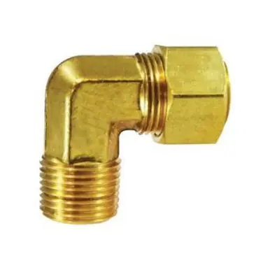 Midland Industries 26228 - 90° Elbow w/ 26004 Sleeve Nut, 5/16" Compression x 1/8" MIP, Brass