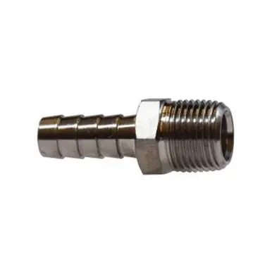 Midland Industries 32005SS - Straight Adapter, 1/4" Hose Barbed x 1/4" MIP, Stainless Steel