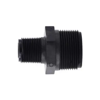 Midland Industries 28802P - Reducing Hex Nipple, 1-1/2" MPT x 1" MPT, Polypropylene, Black