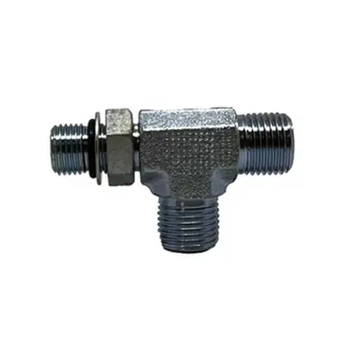 Midland Industries FS680466 - Run Tee, 11/16" Male ORFS x 11/16" Male ORFS x 9/16" Male ORB, Steel