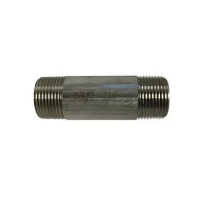 Midland Industries 48092 - Welded Pipe Nipple, 3/4" MPT x 3/4" MPT, 8" L, Stainless Steel, SCH 40