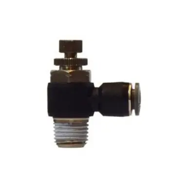 Midland Industries 20727C - Elbow w/ Flow Control Valve, 1/4" Tube OD x 1/8" Male NPTF, Composite