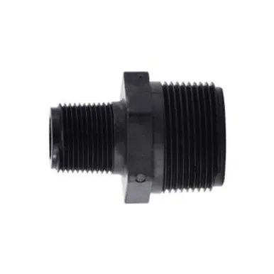 Midland Industries 28630P - Reducing Hex Nipple, 2" MPT x 1-1/2" MPT, Polypropylene, Black