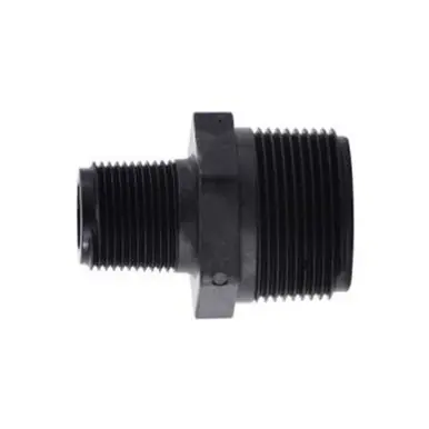 Midland Industries 28634P - Reducing Hex Nipple, 2" MPT x 1-1/4" MPT, Polypropylene, Black