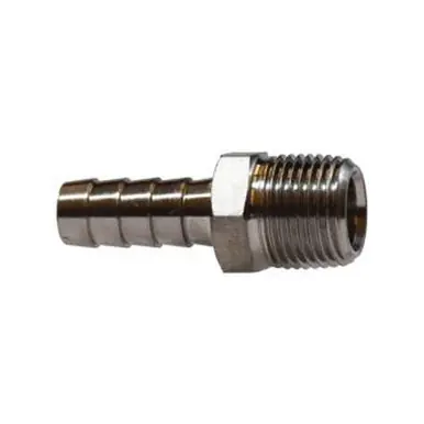 Midland Industries 32014SS - Straight Adapter, 3/8" Hose Barbed x 1/2" MIP, Stainless Steel