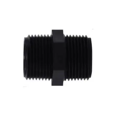 Midland Industries 28619P - Hex Nipple, 2" MPT x 2" MPT, Polypropylene, Black