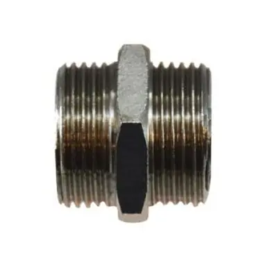 Midland Industries 28803 - Hex Nipple, 3/8" Male BSP x 1/8" Male BSP, Brass, Nickel-Plated