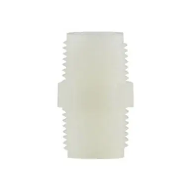 Midland Industries 28619W - Hex Nipple, 2" MPT x 2" MPT, Nylon, White
