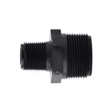 Midland Industries 28631P - Reducing Hex Nipple, 1-1/4" MPT x 3/4" MPT, Polypropylene, Black