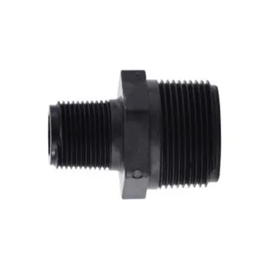 Midland Industries 28633P - Reducing Hex Nipple, 1-1/4" MPT x 1" MPT, Polypropylene, Black