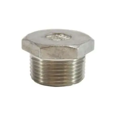 Midland Industries 62636 - Cored Hex Head Plug, 1-1/4" MPT, Stainless Steel, 150 lb