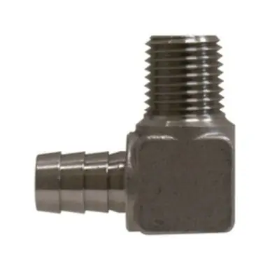 Midland Industries 32043SS - 90° Elbow, 1/2" Hose Barbed x 3/8" MIP, Stainless Steel