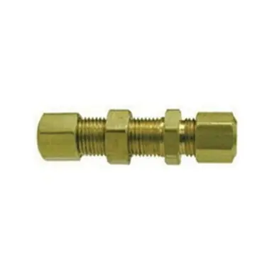 Midland Industries 18091 - Bulkhead Union, 1/2" Compression x 1/2" Compression, Brass