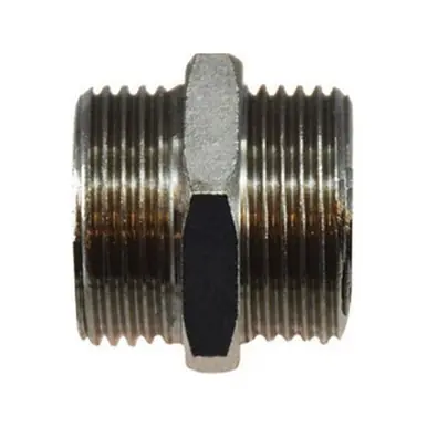 Midland Industries 28811 - Hex Nipple, 3/4" Male BSPP x 3/4" Male BSPP, Steel, Nickel-Plated
