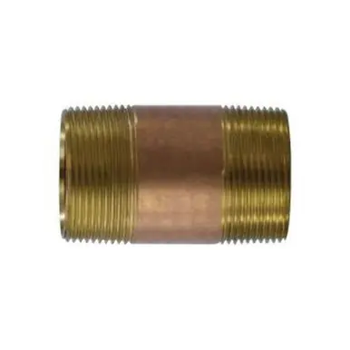 Midland Industries 40151 - Seamless Pipe Nipple, 1-1/2" MPT x 1-1/2" MPT, 8" Brass