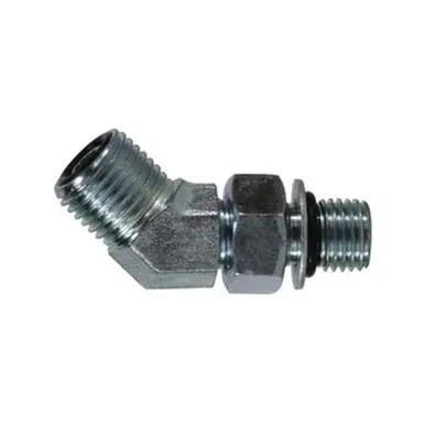 Midland Industries FS68021212 - 45° Elbow, 1-3/16" Male ORFS x 1-1/16" Male ORB, Steel