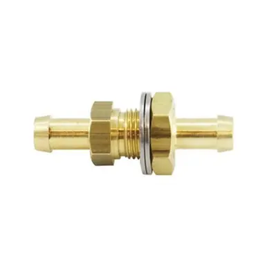 Midland Industries 46540 - Bulkhead Connector, 5/16" Hose Barbed x 5/16" Hose Barbed, Brass