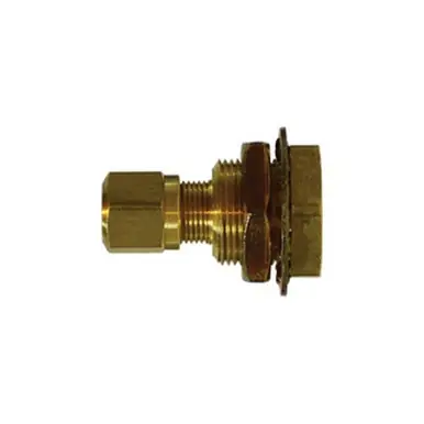 Midland Industries 28321 - Bulkhead Adapter, 1/2" Tube OD x 7/8" NPT(F)F, Brass