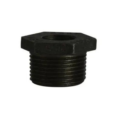 Midland Industries 65538DT - Double Tapped Bushing, 3" MPT x 2" FPT, Iron, Black