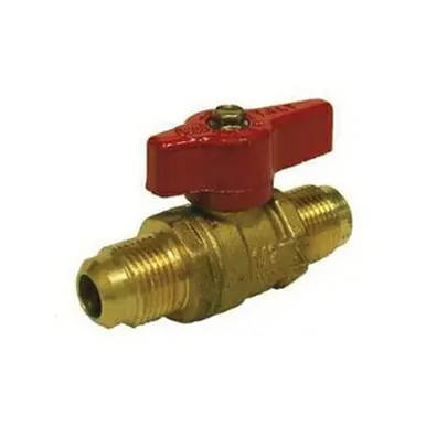 Midland Industries 935129 - Gas Ball Valve, 3/8" Nominal, Flared x Flared, Brass Body