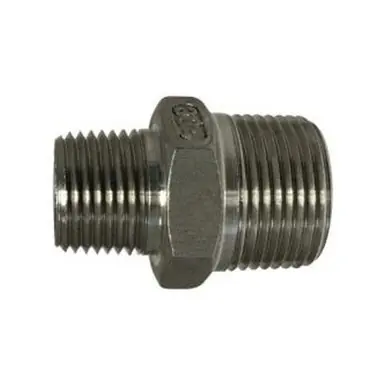 Midland Industries 62750 - Reducing Hex Nipple, 1" MPT x 3/4" MPT, Stainless Steel