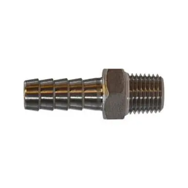 Midland Industries 73972 - Reducing Nose Nipple, 1/2" Hose Barbed x 3/8" Male BSP, Stainless Steel