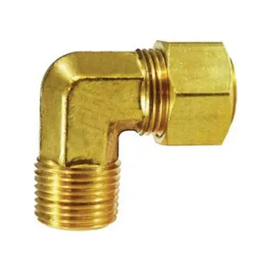 Midland Industries 26229 - Elbow w/ 26004 Captive Sleeve Nut, 5/16" Compression x 1/4" MIP, Brass