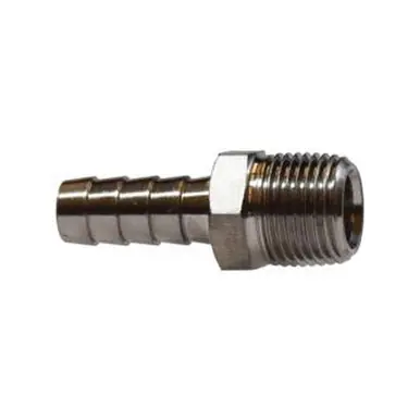 Midland Industries 32018SS - Straight Adapter, 1/2" Hose Barbed x 3/4" MIP, Stainless Steel