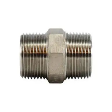 Midland Industries 63728 - Hex Nipple, 2" MPT x 2" MPT, Stainless Steel