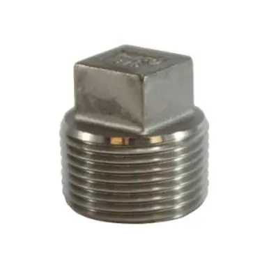 Midland Industries 63658 - Cored Square Head Plug, 2" MPT, Stainless Steel, 150 lb