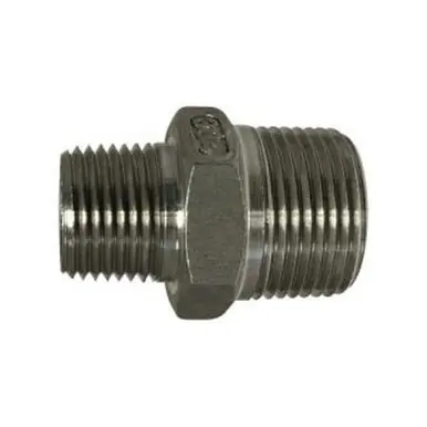 Midland Industries 63747 - Reducing Hex Nipple, 3/4" MPT x 1/4" MPT, Stainless Steel