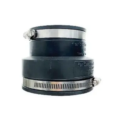 Midland Industries 195474 - Flexible Reducing Coupling w/ Stainless Steel Band, 4" 1-1/2", Rubber,