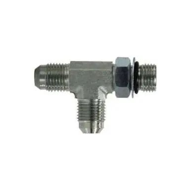 Midland Industries 6804NWO4 - Run Tee, 1/4" MJIC x 1/4" MJIC x 1/4" Male ORB, Steel