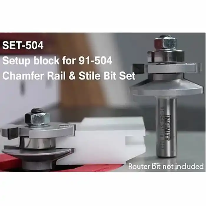 Infinity Tools Setup Block for 91-504 Chamfer Rail & Stile Bit Set