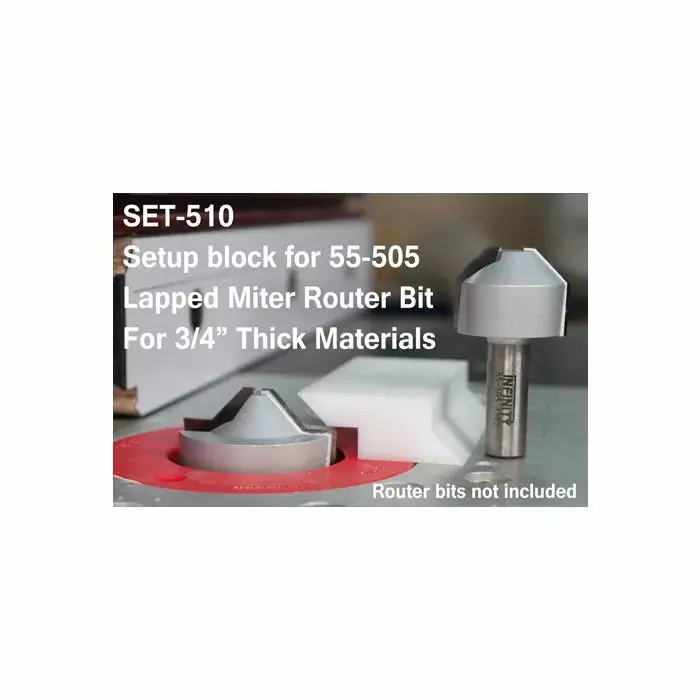 Infinity Tools Setup Block For 55-505, Lapped Miter Router Bit Set - 3/4" Material