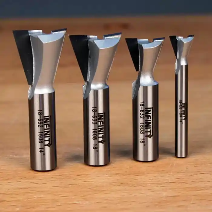 Infinity Tools 4-Pc. Router Bit Set For Tapered Dovetail Spline System