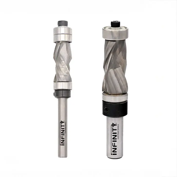 Infinity Tools 2-Pc. Solid Carbide Compression Double Bearing Pattern Router Bit Set