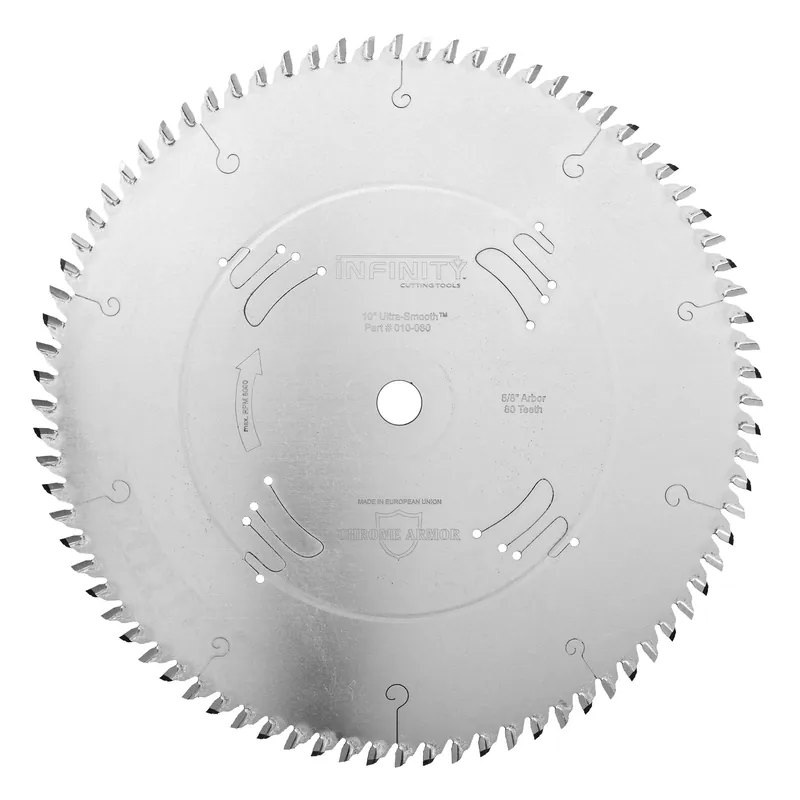 Infinity Tools 10" x 80T Ultra-Smooth Crosscutting Saw Blades, 5/8" Bore